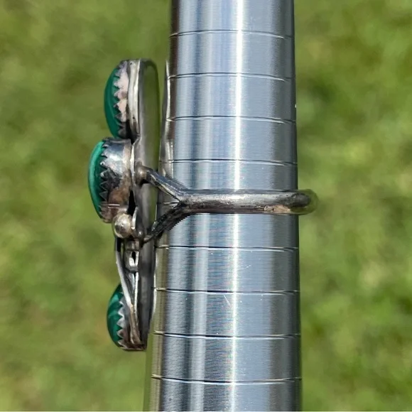 Scott Dave Navajo Sterling Silver Malachite Ring Size 7.75 - Picture 6 of 13